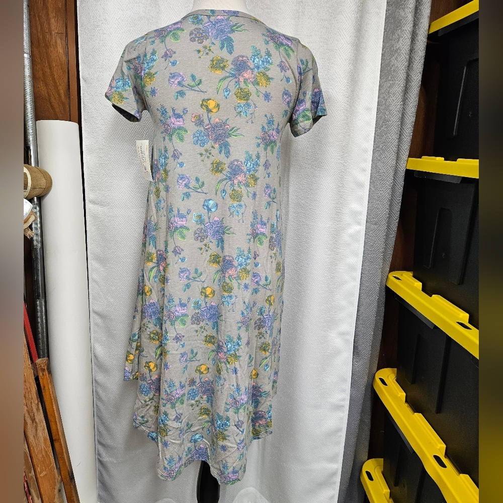 LuLaRoe Gray Midi Dress with Pastel Floral Print - Picture 5 of 8